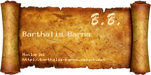 Barthalis Barna névjegykártya