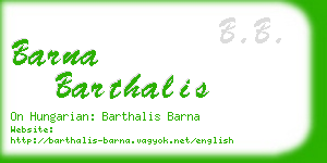 barna barthalis business card
